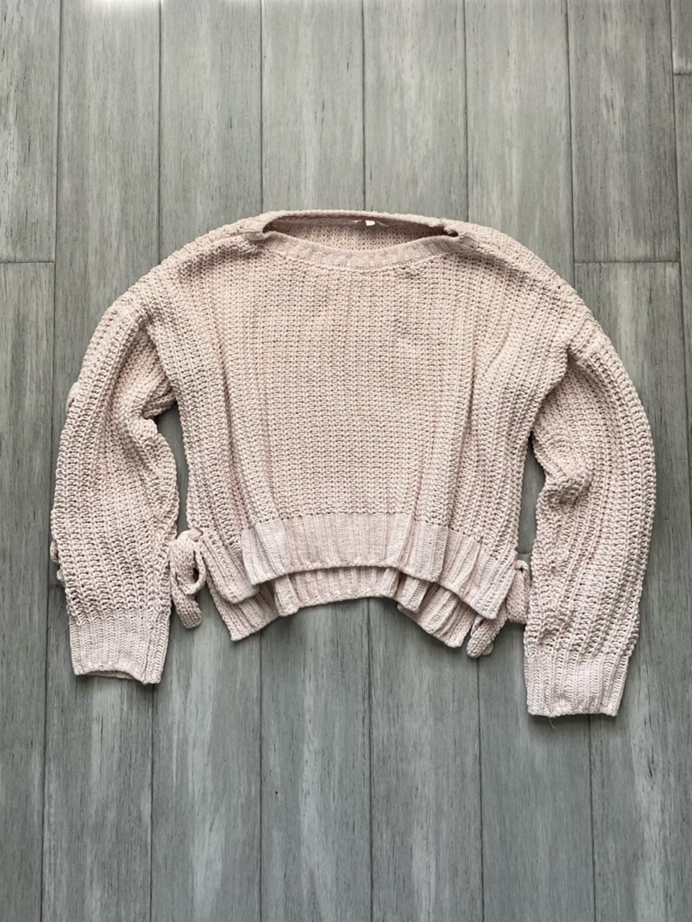 Candie’s Soft Knit Women's Sweater in Light Pink Coquette Large